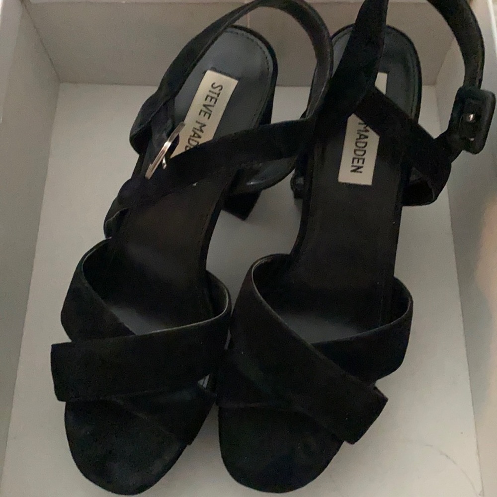 Black Suede Platform heels, 4”